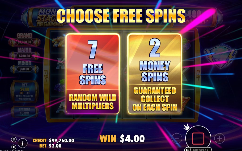 Free Spins-läge med lila elektrisk miljö
